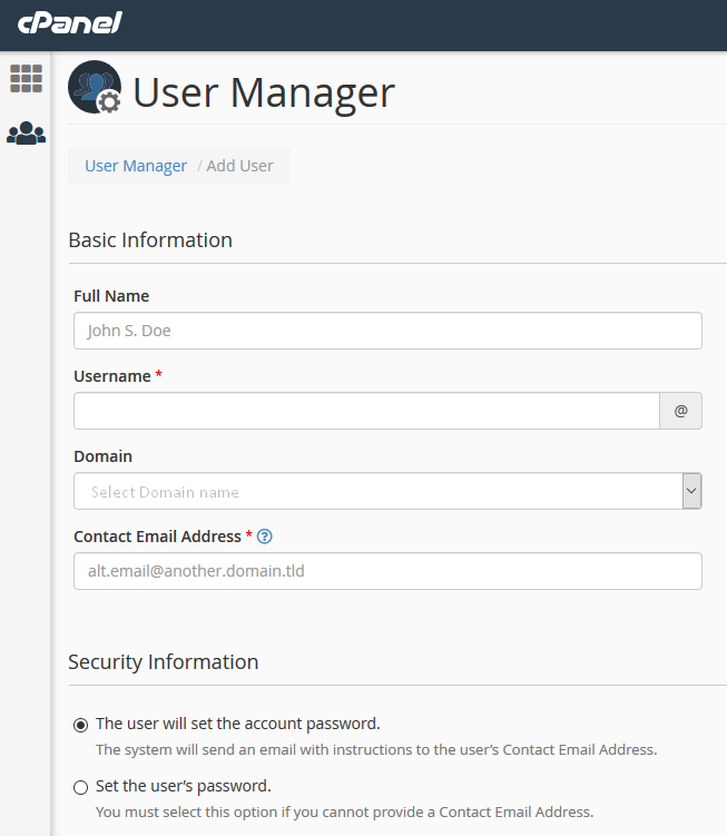 How to Add a New User in cPanel