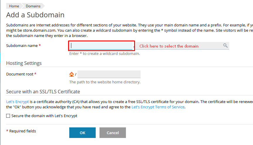 How to add domain and subdomain in Plesk? 5 How to add domain and subdomain in Plesk?
