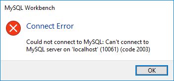 Error connecting to MySQL